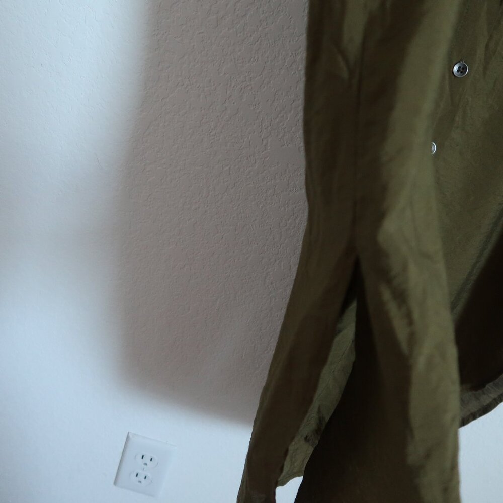 Anthropologie Maeve Olive Army Green Midi Drawstring Shirt Dress Size 4 Small - Picture 6 of 14